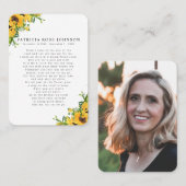 ひまわりフォト悔やみや弔慰葬儀記念カード 名刺 (正面/裏面)