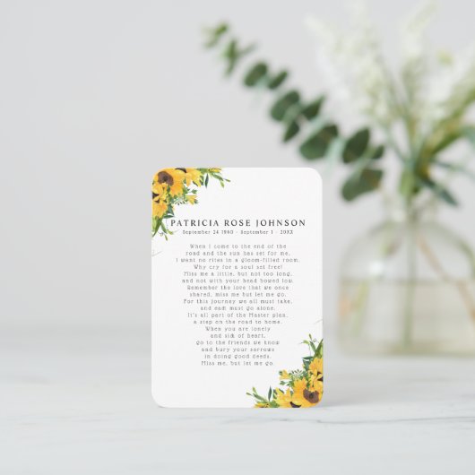 ひまわりフォト悔やみや弔慰葬儀記念カード 名刺 (スタンド正面)