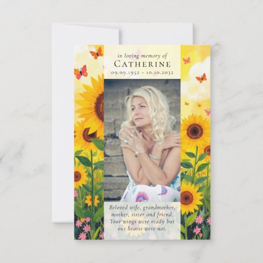 ひまわりフォト悔やみや弔慰葬儀記念館 サンキューカード (裏面)