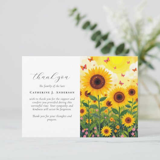 ひまわりフォト悔やみや弔慰葬祭記念碑 サンキューカード (スタンド正面)
