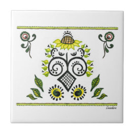 ひまわりフォークパターンバイアレクサンドラ調理師 タイル