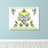 ひまわりフォーク模様 キャンバスプリント (インサイチュ (ウッドフロア))