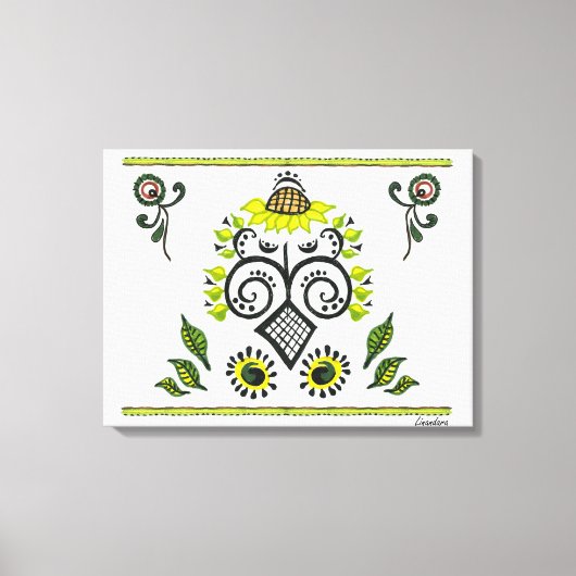 ひまわりフォーク模様 キャンバスプリント (正面)