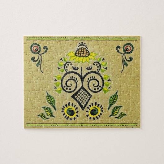 ひまわりフォーク模様 ジグソーパズル (横)