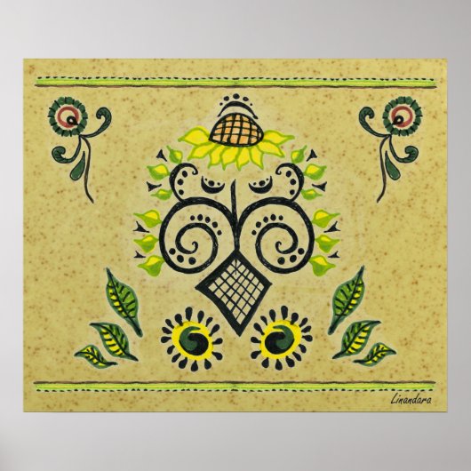 ひまわりフォーク模様 ポスター (正面)