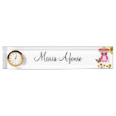 ひまわりフクロウ机用ネームプレート デスクネームプレート (正面)