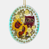 ひまわりフクロウ セラミックオーナメント (右)