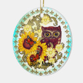 ひまわりフクロウ セラミックオーナメント (左)