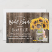 ひまわりフラワーメイソンジャールバーンウッドブライダルシャワー 招待状 (正面)