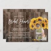 ひまわりフラワーメイソンジャールバーンウッドブライダルシャワー 招待状 (正面/裏面)