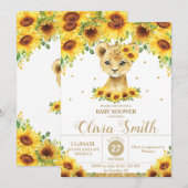 ひまわりフラワーライオンキューベイビーシャワー 招待状 (正面/裏面)