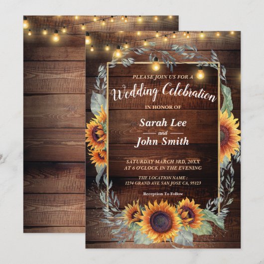 ひまわりフレーム 招待状 (正面/裏面)