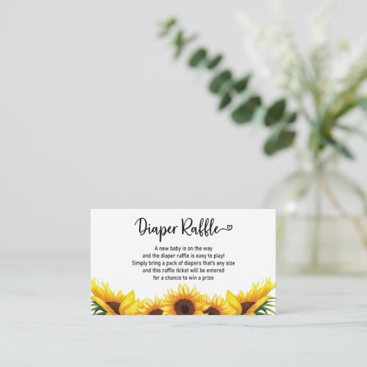 ひまわりフローラおむつラッフルベビーシャワー エンクロージャーカード (スタンド正面)