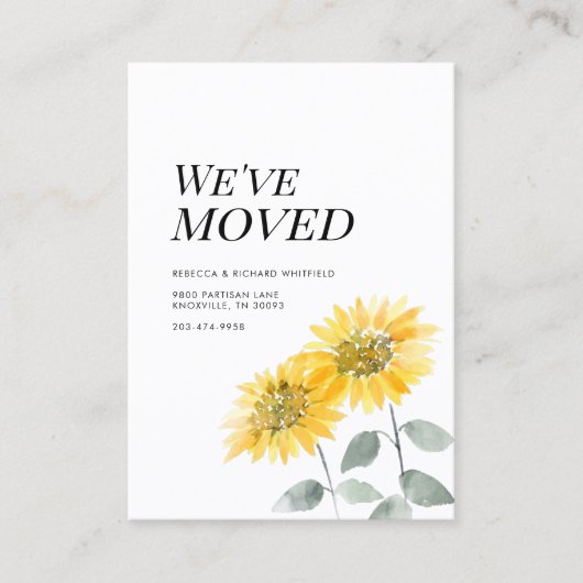 ひまわりフローラの移動告知 名刺 (正面)