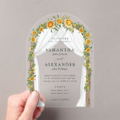 ひまわりフローラアーチサマー秋ボホ結婚ズ アクリル招待状 (インサイチュ (ポータブル))