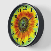 ひまわりフローライエローと緑の花園 壁時計 (傾斜)