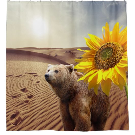 ひまわりフローラクマのシャワーカーテン シャワーカーテン (正面)