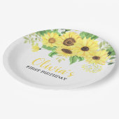 ひまわりフローラサマーファースト誕生日 ペーパープレート (アングル)