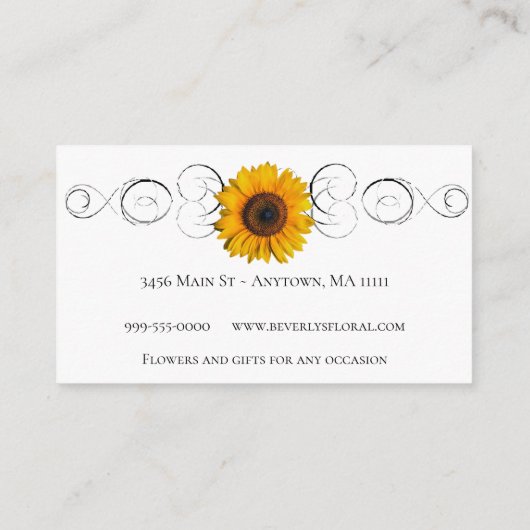 ひまわりフローラショップ名刺 名刺 (裏面)