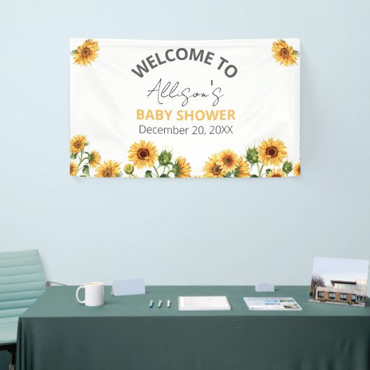 ひまわりフローラテーマベビーシャワーウェルカム 横断幕 (トレードショー)