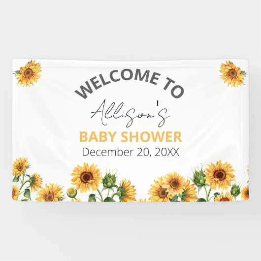 ひまわりフローラテーマベビーシャワーウェルカム 横断幕 (横)