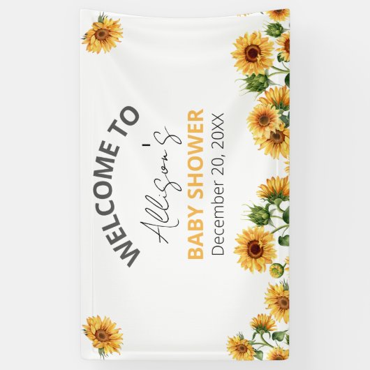 ひまわりフローラテーマベビーシャワーウェルカム 横断幕 (縦)