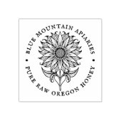 ひまわりフローラデザイン養蜂家アピールロゴ ラバースタンプ (インプリント)