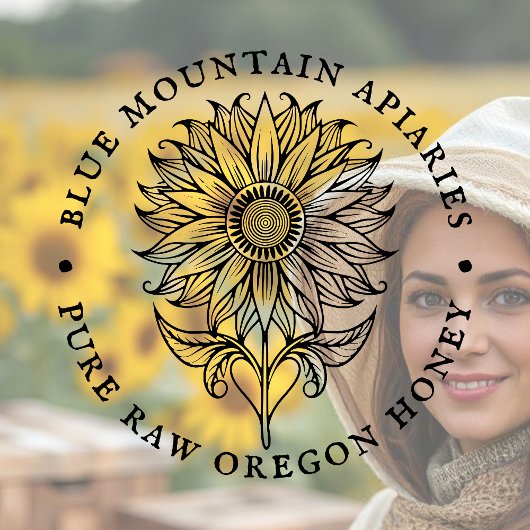 ひまわりフローラデザイン養蜂家アピールロゴ ラバースタンプ