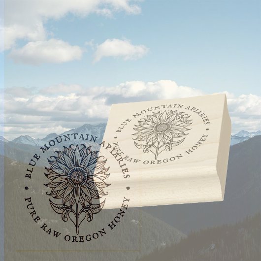 ひまわりフローラデザイン養蜂家アピールロゴ ラバースタンプ