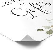 ひまわりフローラネイビー結婚ブルーのカードのギフトサイン ポスター (角)