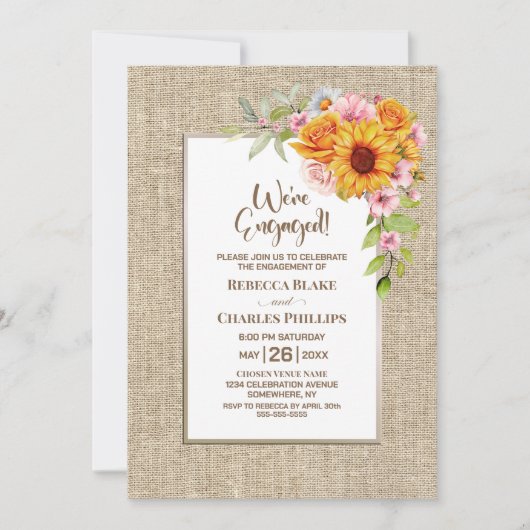 ひまわりフローラバーラップ婚約パーティ 招待状 (正面)