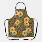 ひまわりフローラフラワー金ゴールドヒョウJAGUAR エプロン (正面)