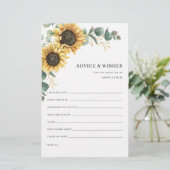 ひまわりフローラブライダルシャワーアドバイスカード 便箋 (スタンド正面)