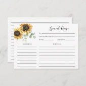 ひまわりフローラブライダルシャワーレシピ エンクロージャーカード (正面/裏面)