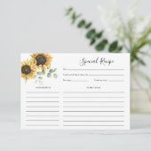 ひまわりフローラブライダルシャワーレシピ エンクロージャーカード (スタンド正面)