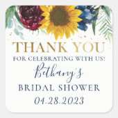 ひまわりフローラブライダルシャワー金ゴールドサンキュースクア スクエアシール (正面)