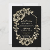 ひまわりフローラブラックウェディングレセプション 招待状 (正面)
