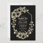 ひまわりフローラブラックブライダル茶 招待状 (正面)