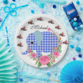 ひまわりフローラブルーエレファント紙プレート ペーパープレート (パーティー)