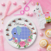 ひまわりフローラブルーエレファント紙プレート ペーパープレート (パーティー)