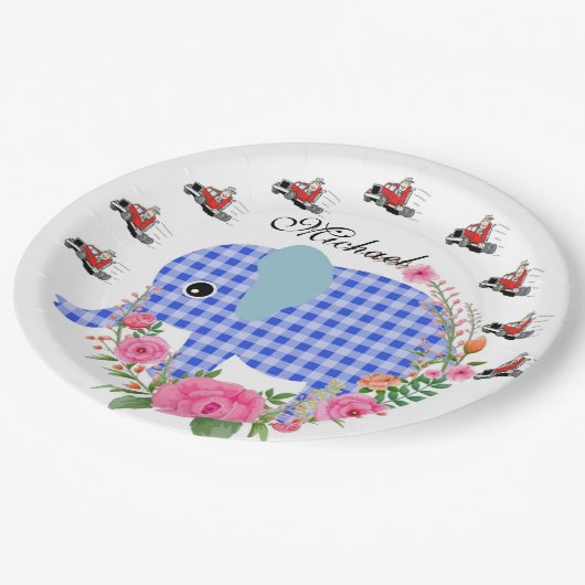 ひまわりフローラブルーエレファント紙プレート ペーパープレート (アングル)