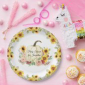 ひまわりフローラブーケ秋ガールベビーシャワー ペーパープレート (パーティー)