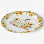 ひまわりフローラブーケ秋ガールベビーシャワー ペーパープレート (アングル)