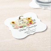 ひまわりフローラブーケ秋ベビーガールシャワー ペーパーコースター (アングル)