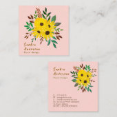 ひまわりフローラブーケ – Dusky Pink スクエア名刺 (正面/裏面)
