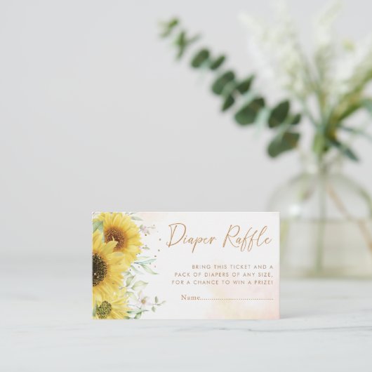 ひまわりフローラベビーシャワーおむつラッフルチケット エンクロージャーカード (スタンド正面)