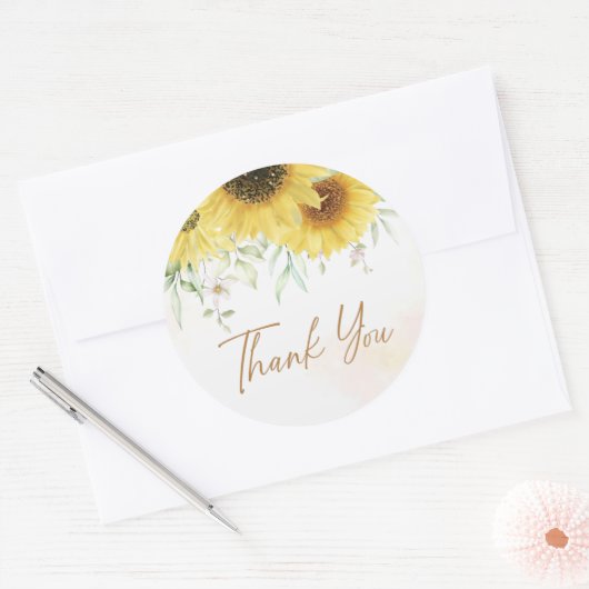 ひまわりフローラベビーシャワー誕生日ありがとう ラウンドシール (封筒)