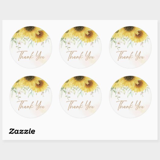 ひまわりフローラベビーシャワー誕生日ありがとう ラウンドシール (シート)