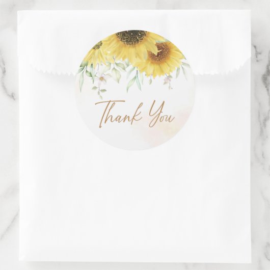 ひまわりフローラベビーシャワー誕生日ありがとう ラウンドシール (バッグ)
