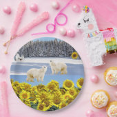 ひまわりフローラポーラベア紙プレート ペーパープレート (パーティー)